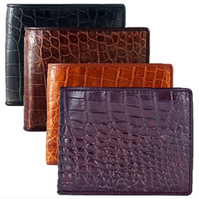 HJ2201-02-03-40 - Ví nam Huy Hoàng da cá sấu gai bụng màu đen, nâu đỏ, vàng bò, nâu đất