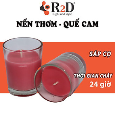 Nến Thơm, Tinh Dầu Quế Cam, [Ly 50g-Hộp 2 ly], Chính Hãng Từ Shop R2D, Thành Phần Tự Nhiên, Lành Tính.