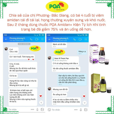 Siro Amidan PQA Giúp Bổ Phế Hỗ Trợ Giảm Ho Giảm Sưng Đau Do Viêm Họng Hộp 125ml