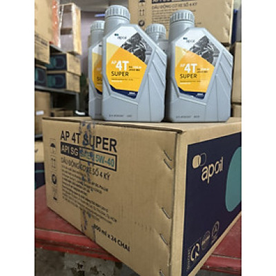 Dầu nhớt xe máy giá sỉ AP 4T Super SG 15W-40 chai 0.8L bán theo số lượng lớn cho tiệm sửa xe, rửa xe [Giá sỉ][Thùng 24]