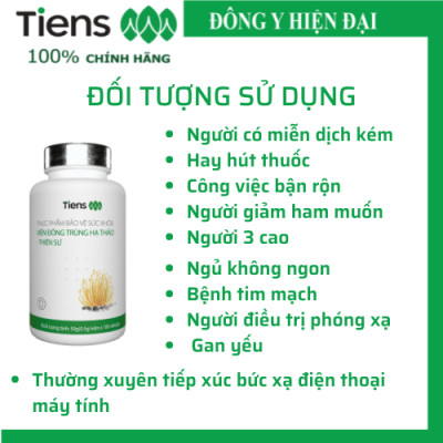 Thực phẩm bảo vệ sức khỏe Viên đông trùng hạ thảo - Thiên Sư. Hỗ trợ bồi bổ cơ thể, hỗ trợ làm giảm mệt mỏi, hỗ trợ giúp tăng cường sức đề kháng cho cơ thể, nâng cao chức năng Thận.