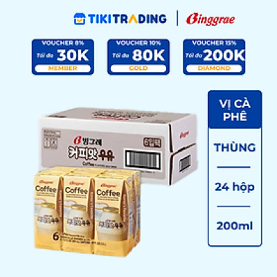 Thùng 24 hộp Sữa vị cà phê 200ml nhãn hiệu Binggrae