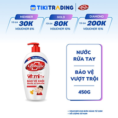 Nước rửa tay Lifebuoy Bảo vệ khỏi vi khuẩn 450gr - Bảo Vệ Vượt Trội 10