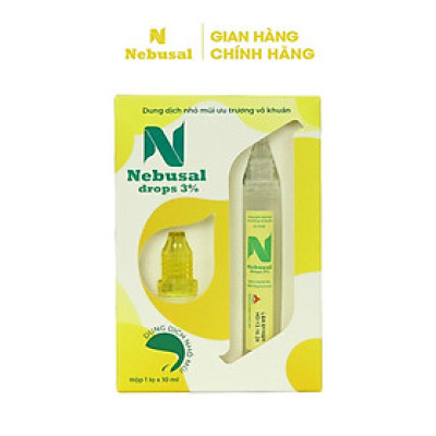 Dung Dịch Nhỏ Mũi Nebusal Drops 3% (10ml) - Giảm nghẹt mũi sổ mũi - Công thức an toàn cho trẻ sơ sinh và trẻ nhỏ.