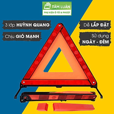 Biển báo phản quang tam giác xếp gọn, biển cảnh báo nguy hiểm, biển tam giác phản quang sự cố, phụ kiện ô tô Tâm Luân