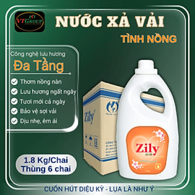 Nước xả vải Zily - 1.8kg (6 chai/thùng) - Tặng 1 Chai Xịt Thơm & Khử Mùi Zily 300g