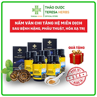 Combo 5 hộp Viên uống Nấm Vân Chi Núi Phú Sĩ Teresa Herbs - Tăng cường sức đề kháng, hệ miễn dịch (Lọ 60 viên)