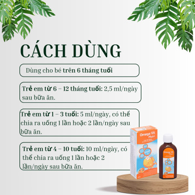 Dầu cá Siro Omega Vit Plus+ tăng cường đề kháng, tốt cho não bộ và mắt chai 100ml
