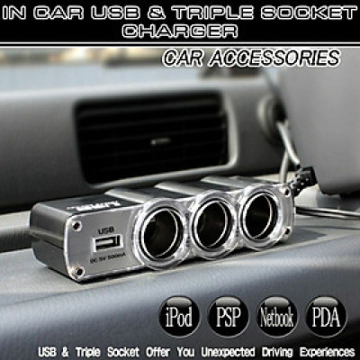 ROGTZ - Bộ Chia Tẩu Ô Tô 3 Tẩu 1 Cổng USB Dòng 5A Điện áp 12V-14V Chiều dài 70cm Chia sẻ nguồn điện trên xe Sạc nhanh 500mA cho cổng USB Tương thích nhiều dòng xe Chất liệu cao cấp TÍch hợp chip bảo vệ quá tải An toàn Dễ sử dụng - Hàng Chính Hãng