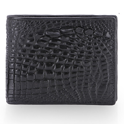 HC2781 - Bóp nam Huy Hoàng da cá sấu ngăn sau màu đen