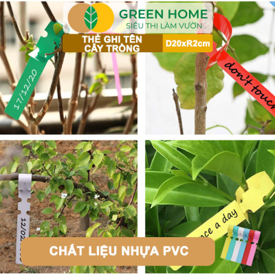 10 Thẻ Ghi Tên Cây GreenHome, D20xR2cm, Dụng Cụ Làm Vườn, Nhựa PVC, Dễ Lắp Đặt, Tái Sử Dụng