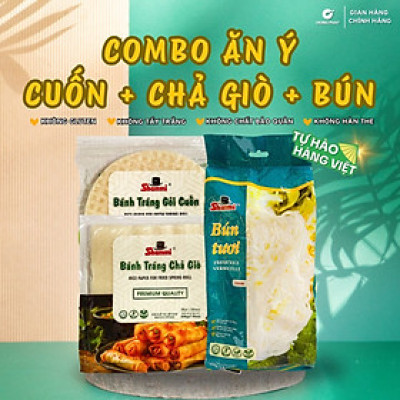 Combo Bánh tráng gỏi cuốn Shammi tròn túi 400g + Bánh tráng chả giò Shammi vuông túi 200g + Bún tươi Shammi túi 400g
