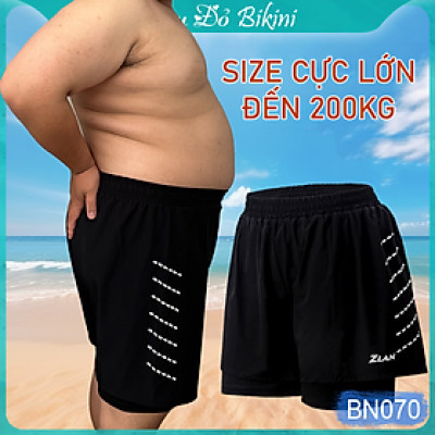 Quần bơi 2 lớp big size cho nam giới, mẫu rộng rãi chống lộ, thoáng khí nhanh khô, co giãn đàn hồi cao, có size rất lớn đến 200kg, thiết kế thời trang nam tính | BN070