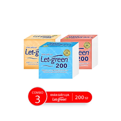 Combo Bao Khăn Giấy Lụa Let-green, 200 tờ/bao