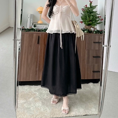 Chân váy dài nữ tính viền ren có size dành cho nữ Lucia Miều Est.2013
