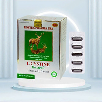 Viên uống L cystine roxtech, hỗ trợ làm đẹp da, móng, tóc, hộp 60 viên