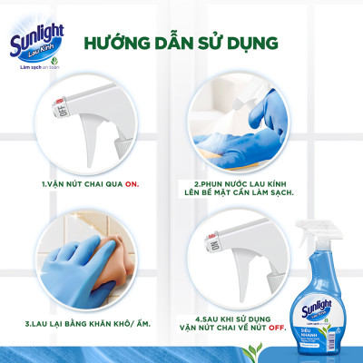 Combo 2 Nước Lau Kính Sunlight Siêu Nhanh Phiên bản nâng cấp từ Cif Sạch Không Tỳ Vết Chai 520ml