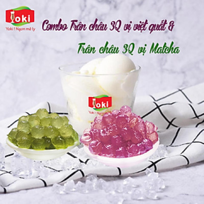 Combo Trân châu 3Q vị Matcha Yoki & Trân châu 3Q vị việt quất Yoki