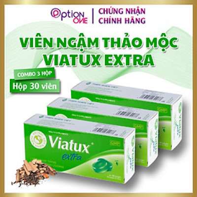 [COMBO 3 HỘP] Kẹo ngậm Viatux Extra Vietnat giảm ho khàn tiếng - 30 viên/ hộp