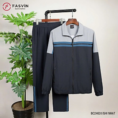 Bộ quần áo gió nam 2 lớp FASVIN BC24631.HN vải thể thao cao cấp lót vải thun hàng chính hãng