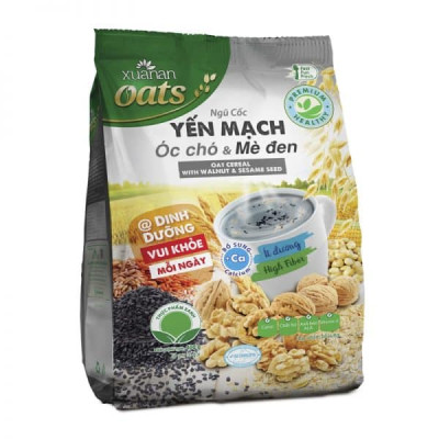 Ngũ Cốc Yến Mạch, Óc Chó Và Mè Đen Xuân An [ít đường] Túi 400G {25g*16 gói}
