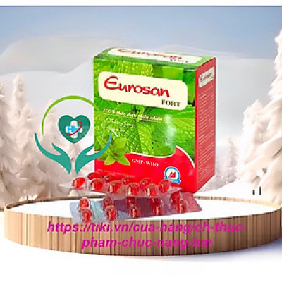 Viên Ho Dầu Eurosan fort (Viên màu đỏ ) -Hộp 100 viên- Giảm Ho, Giảm Đau Rát Họng, Thông Thoáng Mũi  Họng