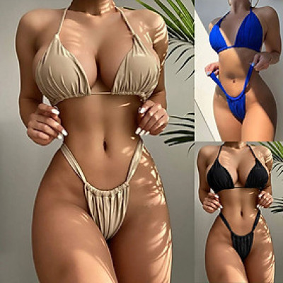 Bộ đồ bơi hai mảnh trơn cột dây