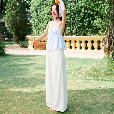 DOTTIE - Quần ống suông lưng thun - Trắng - Q0392