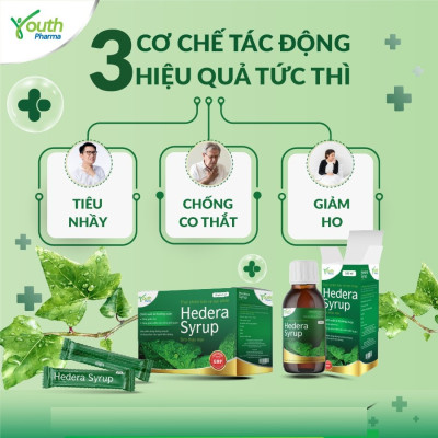Siro Hedera Syrup Youth Pharma hỗ trợ giảm ho, giảm đờm. Chai 100ml