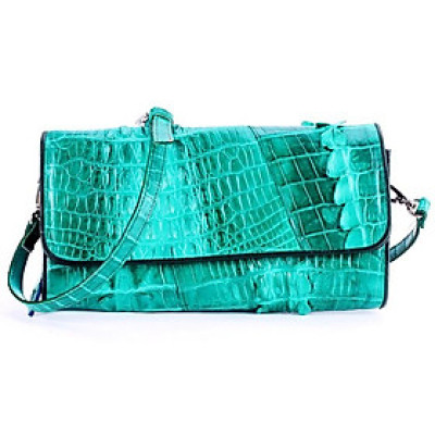 Túi xách nữ da cá sấu Huy Hoàng đeo chéo 2 gai màu xanh lá HC6252