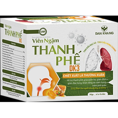 Hộp Viên Ngậm Thanh Phế DK3 Hỗ Trợ Giảm Ho Tiêu Đờm 40 viên