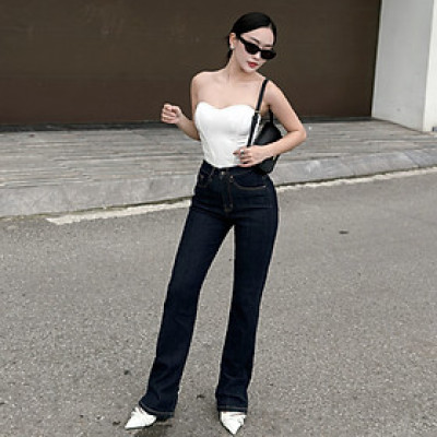 Quần Jean Ống Đứng Lưng Cao Dáng Slim Indigo Aaa Jeans