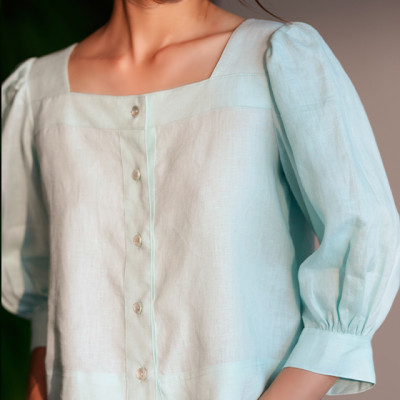 Áo Croptop Linen Aqua TOP132 Thời trang thiết kế Hity