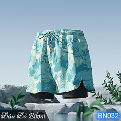 Quần tập, quần bơi hoặc đi biển 2 lớp nam giới, phong cách thoải mái, nam tính trẻ trung, vải thoáng khí nhanh khô | BN032