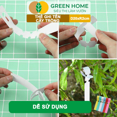 10 Thẻ Ghi Tên Cây GreenHome, D20xR2cm, Dụng Cụ Làm Vườn, Nhựa PVC, Dễ Lắp Đặt, Tái Sử Dụng