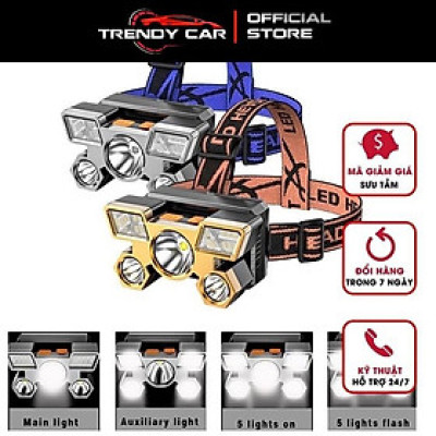 Đèn Pin Đội Đầu Siêu Sáng Chống Thấm Nước Có Thể Sạc Lại Tiện Dụng đèn pin siêu sáng mẫu mới