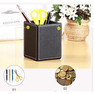 Cốc cắm bút đơn bằng da cap cấp