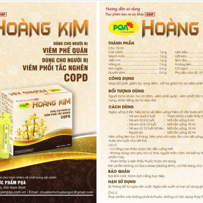 Hoàng Kim PQA Giúp Bổ Phế, Giảm Ho, Long Đờm Và Viêm Phổi Tắc Nghẽn Mãn Tính Hộp 10 Ống