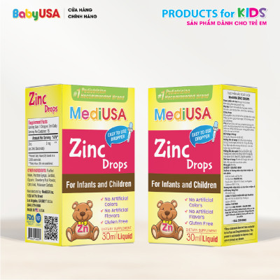 MediUSA Zin C Drops - Thực phẩm chức năng hỗ trợ trẻ khỏe mạnh, ăn ngon chóng lớn - Hàng chính hãng