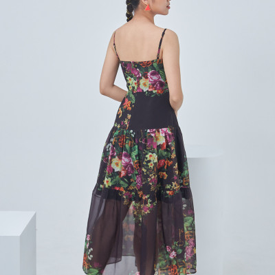 Đầm Voan Hoa Xòe 2 Dây Maxivic, La Mộc - LM0122121