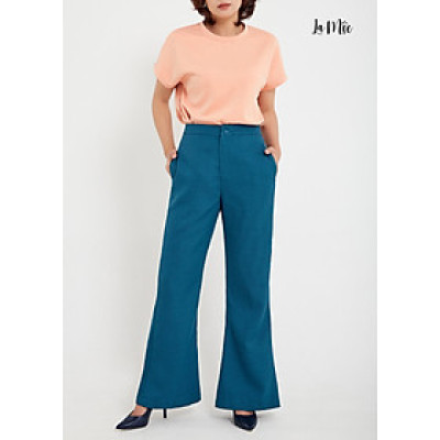 Quần nữ, quần ống loe LA MỘC chất liệu Cotton Crepe, siêu hack dáng, hàng thiết kế