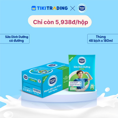 Thùng 48 Bịch Sữa Tiệt Trùng Dutch Lady Cô Gái Hà Lan Có Đường 180ml