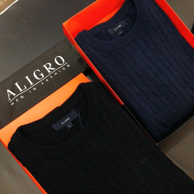 Áo len dài tay nam aligro ALEND027 màu đen