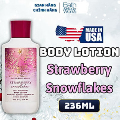 Body Mist Bath And Body Works Nam Nữ Chính Hãng Strawberry Snowflakes, Xịt Thơm Body Toàn Thân Hương Nước Hoa 236ml