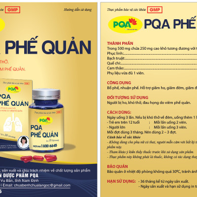 Phế Quản PQA Thành Phần Từ Thiên Nhiên Hỗ Trợ Bổ Phế, Giảm Ho, Đờm, Đau Rát Họng Hộp 30 Viên