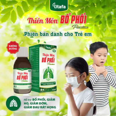 Thiên Môn Bổ Phổi Premium (chai 120ml) - Giúp bổ phổi, giảm ho, giảm đờm, giảm đau rát họng, khản tiếng do viêm họng, viêm phế quản
