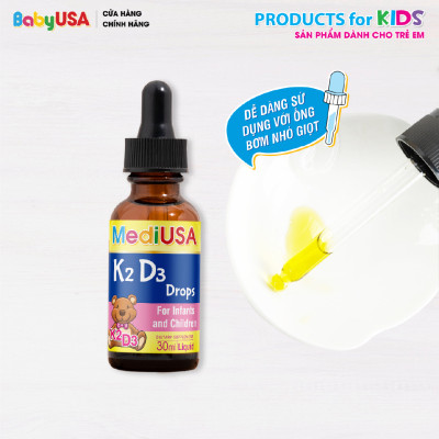 MediUSA K2D3 Drops - Thực Phẩm Chức Năng - Bổ sung Vitamin K2, Vitamin D3 cho trẻ - Hàng chính hãng