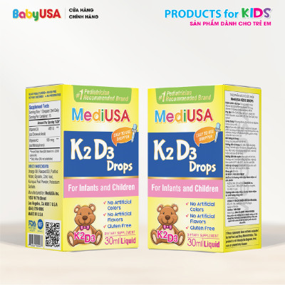 MediUSA K2D3 Drops - Thực Phẩm Chức Năng - Bổ sung Vitamin K2, Vitamin D3 cho trẻ - Hàng chính hãng
