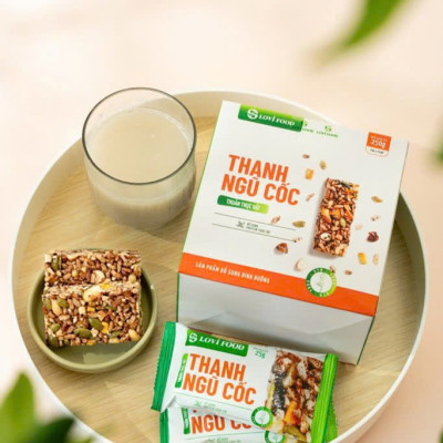 Thanh Ngũ Cốc Thuần Thực Vật Lovifood 250g (10 gói x 25g) - Cung Cấp Vitamin và Khoáng Chất, Giúp Cân Đối Dinh Dưỡng, Tốt Cho Sức Khỏe, Bổ Sung Chất Đạm và Chất Xơ, Tốt Cho Tim Mạch, Huyết Áp - Người Ăn Kiêng, Ăn chay, Giảm Cân, Tiểu Đường