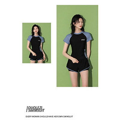 Bộ đồ bơi nữ gồm quần đùi và áo ngắn tay trẻ trung, năng động